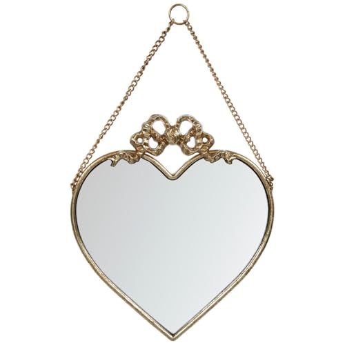 Hobby Lobby Decorative Hanging Wall Mirror Metal Frame with Chain Hanging Mirrors for Home Decor (Gold Heart)
