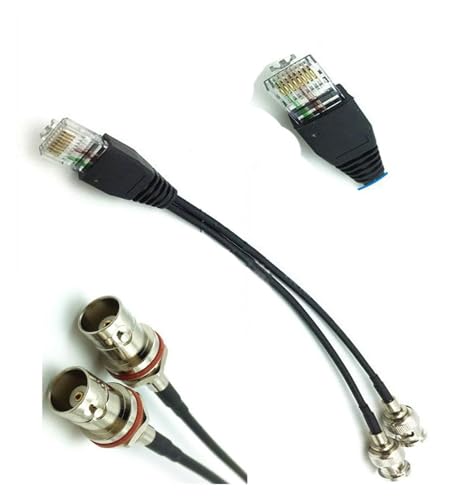 Yige Store 10 �� 50 �Z���`���[�g�� 2 BNC �I�X���X RJ45 �I�X�R�l�N�^�A�_�v�^���[�^�e�X�g�P�[�u�� RG174(RJ45 TO 2 BNC Female)
