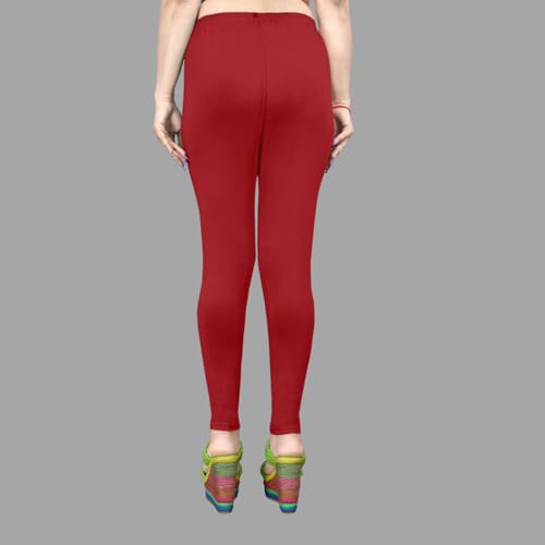 Image of Women's Solid Mid Rise Slim Fit Ankle Length Leggings - Comfortable and Stylish Yoga Pants for Workout, Running and Everyday Wear