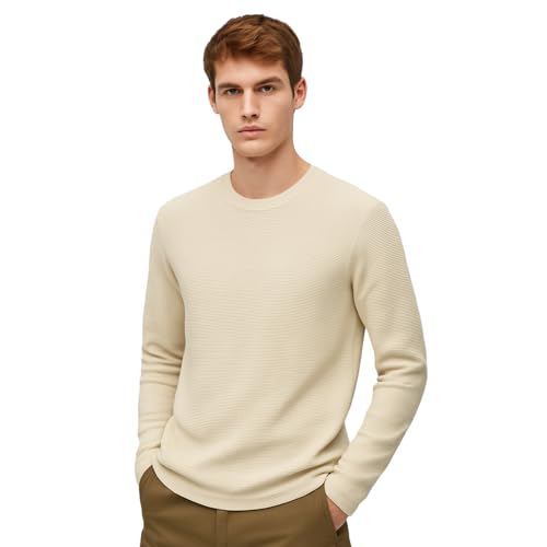 Image of Nobero Ottoman Texture Full Sleeve T-Shirt for Men | 240 GSM Regular fit Tshirt for Men | Casual Wear