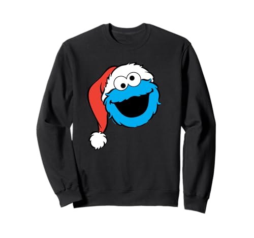Sesame Street Christmas Santa Hat Cookie Monster Face Sweatshirt
