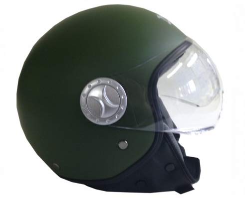Casco jet visiera df15 elicotterista verde opaco