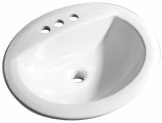 PROFLO PF19168 Rockaway 19" Oval Vitreous China Drop In Bathroom Sink with Overflow and 3 Faucet Holes at 8" Centers - White
