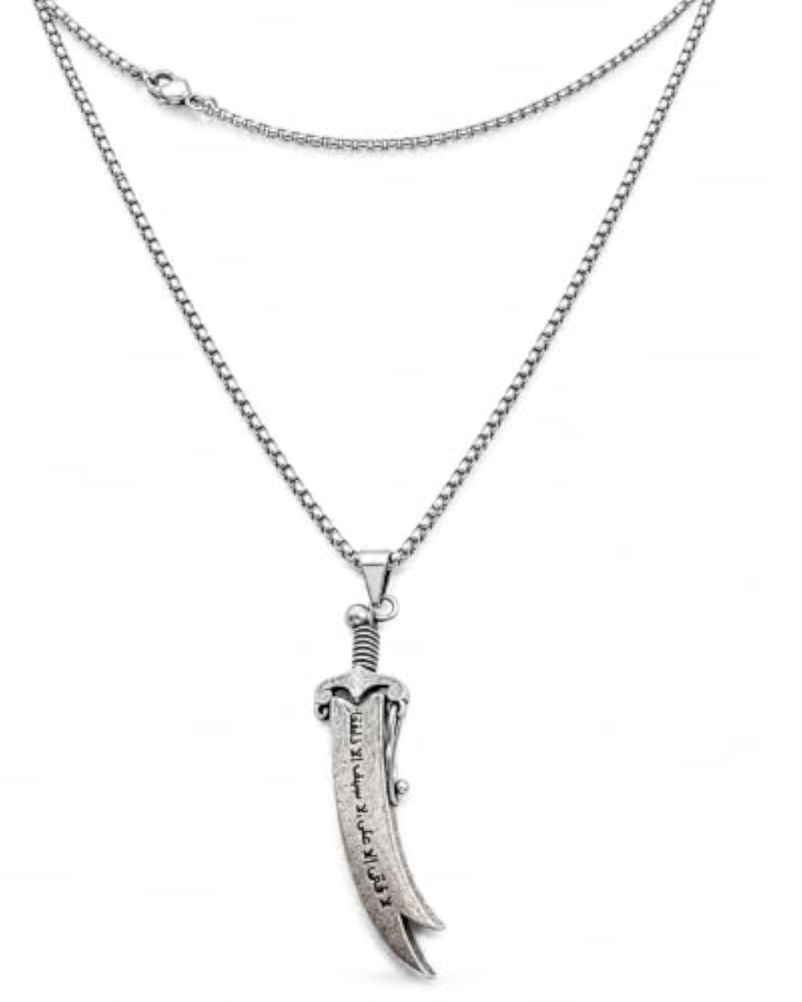 Dagger Sword Pendant Necklace with Arabic Calligraphy