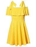 Yellow Dress for Girls Sundress Ruffle Tie A line Skater Summer Dress 8 9 Cotton