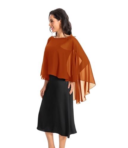 Image of Baoqiya Chiffon Capes Sheer Capelets Long Cape Poncho For Women Plus Size