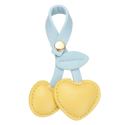 uxcell Bonito dije de bolso de cerezo para mujer, llavero de cuero de cereza para bolso, accesorios de llavero de bolso, color amarillo
