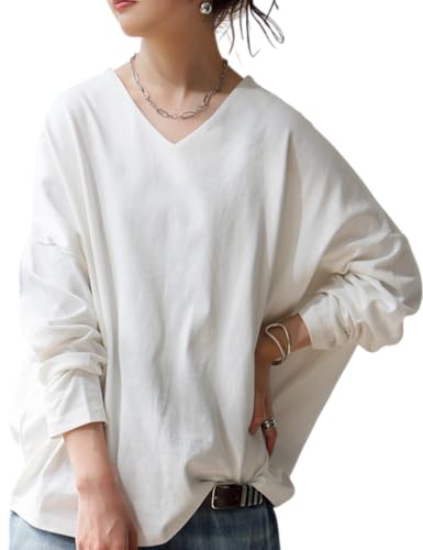 レディース VネックロングTシャツ レイヤード向き