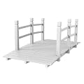 Outvita 5 ft Garden Wooden Bridge Arch Stained Finish with Safety Rails Outdoor Footbridge for Backyard Creek Farm, Decorative Pond Bridge