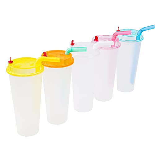 Partymars 20Pcs Tumbler With Lids And Straws，24Oz. Disposable Frosted Drinking Party Cupc Ice Coffee Cups ， Including Waterproof Stickers For Kids Adults Party Travel #TOP2