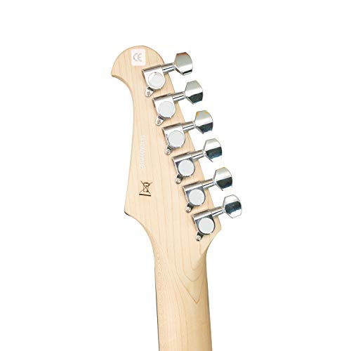 Cnz Audio St Mini Electric Guitar - Fiesta Red Body, Maple Neck, 3/4 Short Scale Guitar (7/8 Size), Rosewood Fingerboard, Single & Humbucker Pickups #TOP6