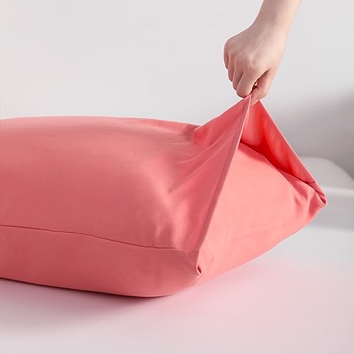 NTBAY King Pillowcase Set - 2 Pack Brushed Microfiber 20x40 Pillowcases - Soft, Wrinkle-Free, Fade-Resistant, Stain-Resistant, Coral Pink Pillowcases with Envelope Closure - 20x40 Inches, Coral Pink