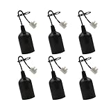 Baufassung E27 Mit Kabel, 6 Stück Fassung, Schwarz Fassung E27 Renovierfassung Glühbirne Mit Kabel 4A 250V Glühbirnen Fassung (max.60W)