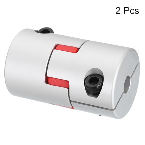 QUARKZMAN 2Stk D40 L66 10mm bis 10mm Flexible Pflaumen Wellen Kupplung Aluminium Anschluss Flexible Spider Kupplung für 3D Drucker CNC Maschine und Servo Schritt(Silber Farbe/Rot)