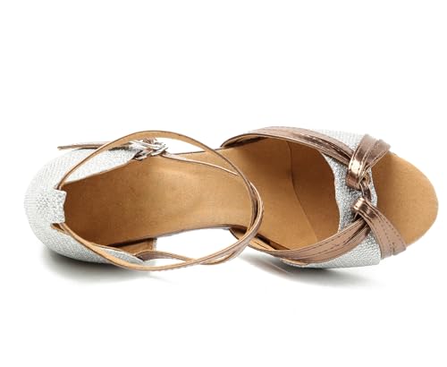 Chaussures de bal femme paillettes bout ouvert escarpins argentés 39.5 EU