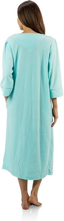 Image of Casual Nights - Jacquard Fleece zip up robes for women | women's house coats with pockets | Duster For Ladies