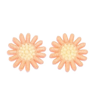 Naszywka haftowana 3 cm 30 szt. małych kwiatów stokrotki haftowane naszywki do prasowania chińskie na odzież małe przyszycia kurtkę jeansową(15 Petals Orange)