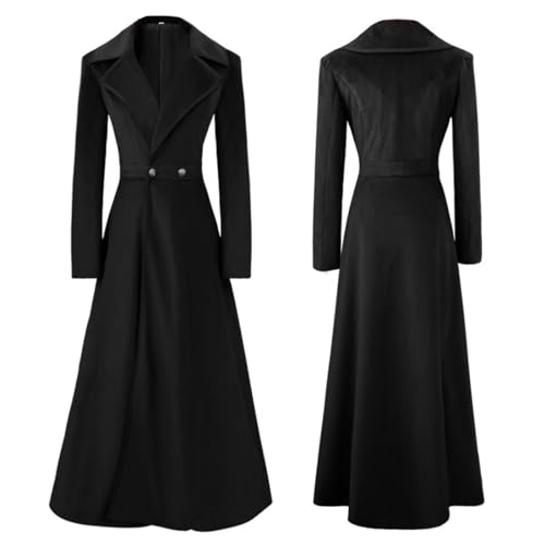 Women's Victorian Steampunk Tailcoat Double Breasted Long Trench Coat Medieval Vintage Trench Coat