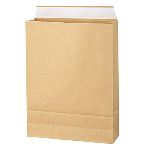 LARGE LARGE SIZE () 15.6 X ʺ 12.6 X  4.3 INCHES (395 X 320 X 110 MM) + VELO 2.4 INCHES (60 MM) 100 BAG SET   CRAFT SOLID BROWN PACKAGING BAG SQUARE BOTTOM BAG FOR SHIPPING BUSINESS MAPPING SHIPPING PACKING