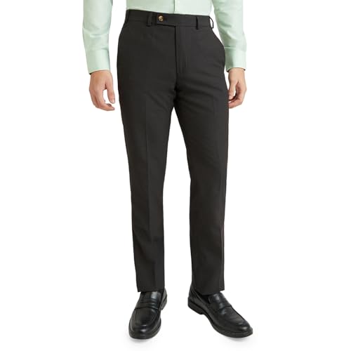 Image of Park Avenue Men's Regular Fit Mid Rise Checks Pattern Poly Viscose Blend Flat Front Formal Trouser