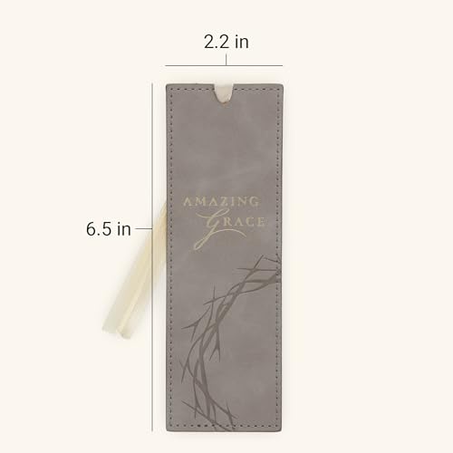 Image of Christian Art Gifts Faux Leather Scripture Bookmark: Amazing Grace