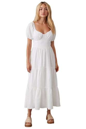 white christmas dresses Blue Gingham Corset Midi Dress with Slit main image 1