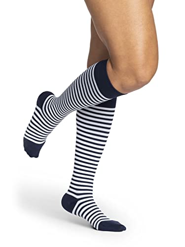 Image of Sigvaris Women's Style Microfiber Patterns 830 Closed Toe Calf-High Socks 20-30mmHg