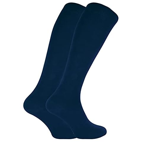Sock Snob - Womens Long Knee High Bamboo Socks | 2 Pair Pack | Plain & Patterned | Gift for Ladies (4-7, Navy) Cover