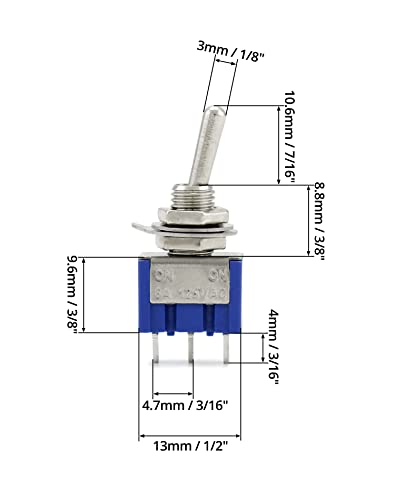 QWORK 20Stk Mini Kippschalter SPST AC 125V 6A ON-ON 3 Pins 2 Position für Auto Arduino LKW Boot (MTS102)