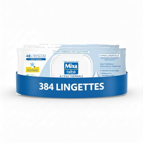 Lingettes bébé hypoallergéniques Mixa apaisantes qui nettoient en douceur