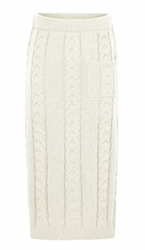 Image of CHARTOU Women's Winter Chunky Cable Knit Long Skirt 2 Piece Outfit Sweater Sets