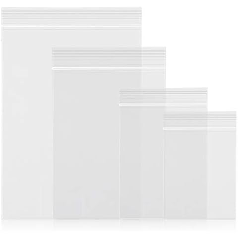 Cambiar Small Plastic Bags, 400Pcs Ziplock Bags 4 Assorted Sizes 2X2 2X3 3X4 3.9X5.2 Inch Clear 2 Mil Reclosable Zipper Storage Baggies For Daily Vitamin, Pill, Jewelry, Candy Cover