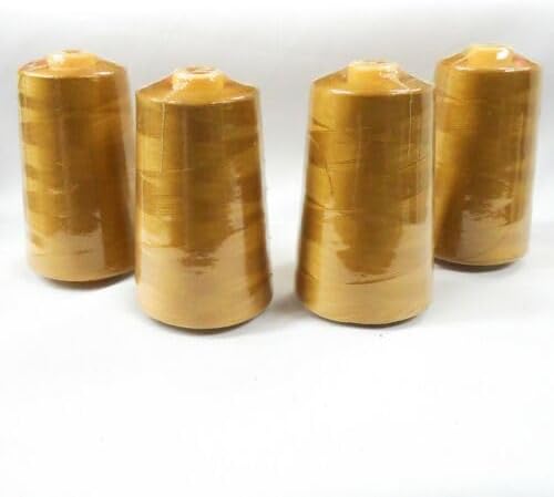 4 Cones of Polyester Threads for Sewing Quilting Serger Gold Fabric