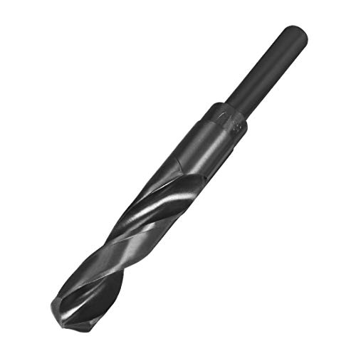 sourcing map Reduced Shank Drill Bit 17mm High Speed Steel HSS 9341 Black Oxide with 1/2 Inch Straight Shank