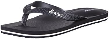 Softior Mens Arch Support Cushioned Foam Footbed Flip-Flop Beach Shoe Slipper Thong (13, Black)
