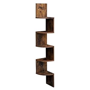 VASAGLE hoekplank, wandplank met 5 planken, zwevende plank, voor keuken, slaapkamer, woonkamer, studeerkamer, kantoor…