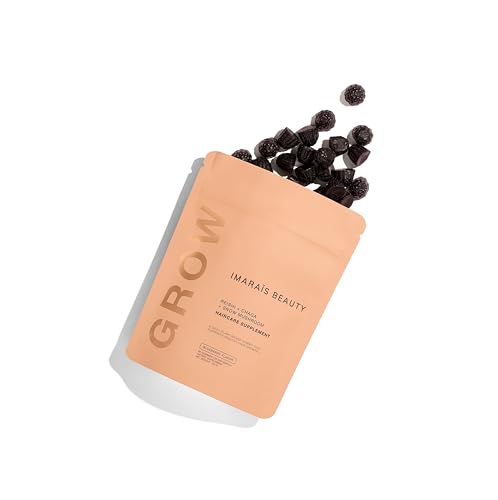 IMARAÏS Beauty Grow Haircare Gummy – Organic Functionable Mushrooms to Support Healthy Hair Growth & Nourish Scalp – Chaga, Reishi, Snow Mushroom – Blueberry Flavored, Sugar-Free, 60 Gummies