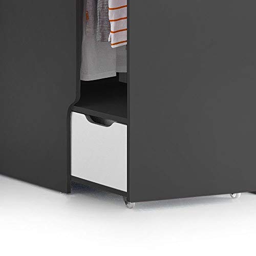 happybeds High Sleeper Storage Bed, Pegasus Grey Wood Modern Desk Wardrobe Drawers Cupboards Loft Bunk Frame - 3ft Single (90 x 190 cm) with Pocket Sprung Mattress Included