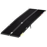 7 Feet Portable Wheelchair Ramp with Sopport Legsk, Black Seamless Non-Slip Aluminum Folding Handicap Ramp,Threshold Ramp for Doorways, Wheel Chair Ramp for Home Steps