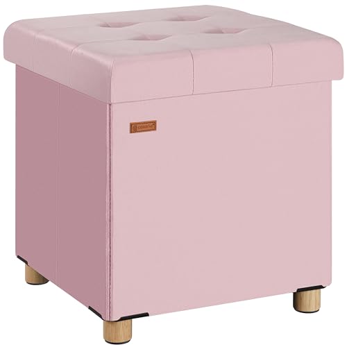 Casaria® Tabouret Cube avec Espace de Rangement Velours Rose Petit Pouf Pliable 38 x 38 x 38 cm Coffre de Rangement Repose-Pied Coffre à Jouet Salon Chambre