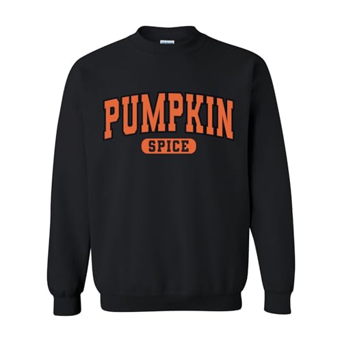 Pumpkin Spice Fall Sweatshirt – Bold Autumn Text Pullover in Orange – Cozy Seasonal Unisex Printed Crewneck
