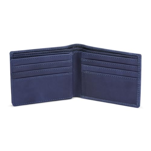 The Antiq Leather Wallet for men with RFID Blocking, Gift for Him, Bifold Wallets with 9 Credit Cards 1 ID Window, Wallet for Men, Men's Purse, Currency Organiser (Single ID Wallet, Blue)2