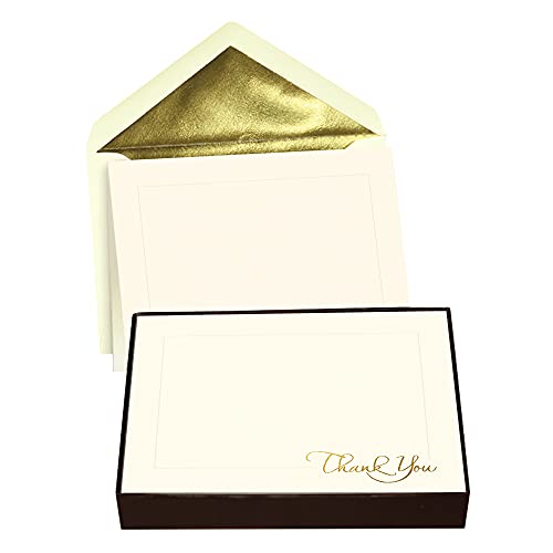 Image of Designer Greetings Blank Thank-You Note Cards, Golden Script (10 Blank Any Occasion Cards 10 Foil-Lined Envelopes) | Boxed Card Set, Matching Envelopes, Foil and Glitter Details
