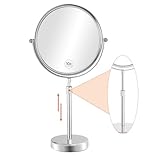Nicesail 19 Inch Tall Makeup Mirror with 10X Magnification, Make up Mirror 8 Inch Double-Sided, Table Mirror with Pedestal for Shaving, Standing Mirror Height Adjustable Chrome Finish (8 Inch, 10X)