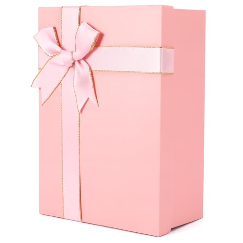 Amazon | リボンリボン付きピンクギフトボックス、蓋付き