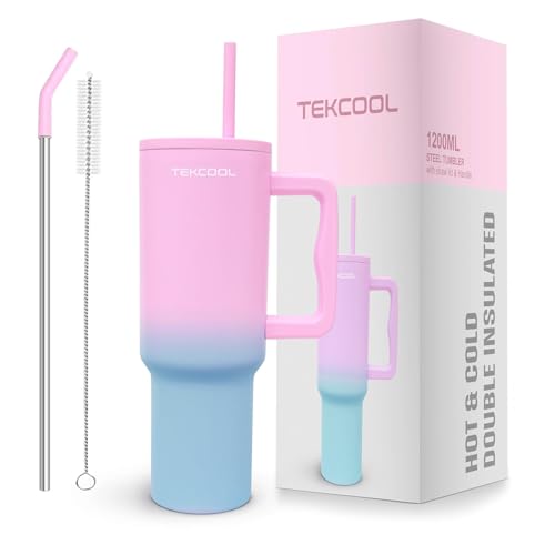 Image of Tumbler with lid and Straw 1200ML Cup Stainless Steel Hot and Cold with Handle and Lid 2 Straw Vacuum Insulated Tumbler for Water, Iced Tea or Coffee Office Gym Travelling