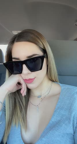 Image of FEISEDY 2 PACK Vintage Square Cat Eye Sunglasses Women Trendy Cateye Sunglasses B2473-F2