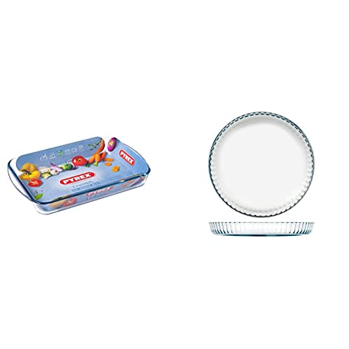 Plat de cuisson en verre pour lasagne et moule à tarte rond
