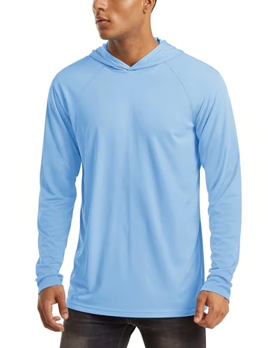 Image of MAGCOMSEN Men's Hooded UPF 50+ Sun Protection T Shirts Long Sleeve Athletic Fishing Shirts Rash Guards