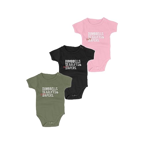 Dumbbells Deadlifts & Dirty Diapers Mini-Me Triple D Bodysuit - Unisex Bodysuit, Baby Boy or Baby Girl3